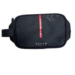 Prada Luna Rossa Ocean Travel Bag 🖤 Red Stripe Logo • Toiletry/Accessory Case